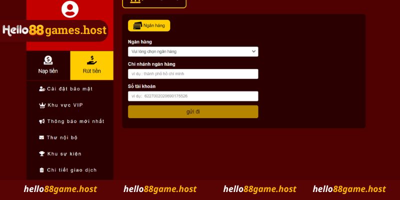 Cách rút tiền tại Hello88